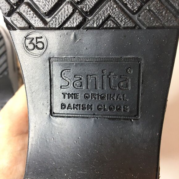 SANITA Original Split With Art COGNAC LEATHER CLOGS WOMEN Size 5 NIB - Picture 9 of 10